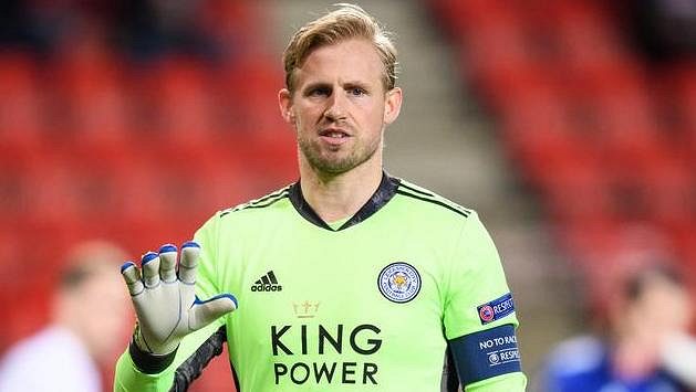Brankář Leicesteru Kasper Schmeichel během utkání na Slavii. Brankář Leicesteru Kasper Schmeichel během utkání na Slavii.