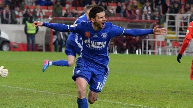 Michal Ďuriš v dresu Orenburgu se raduje z gólu proti Spartaku. Michal Ďuriš v dresu Orenburgu se raduje z gólu proti Spartaku.