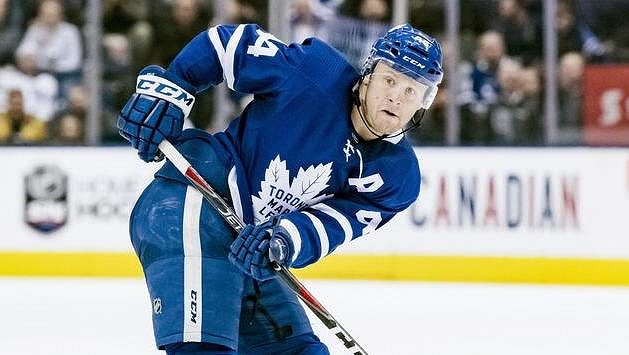 Hokejový obránce Toronta Morgan Rielly. Hokejový obránce Toronta Morgan Rielly.