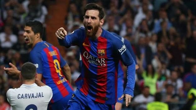 Lionel Messi z Barcelony se raduje op gólu proti Realu. Lionel Messi z Barcelony se raduje op gólu proti Realu.