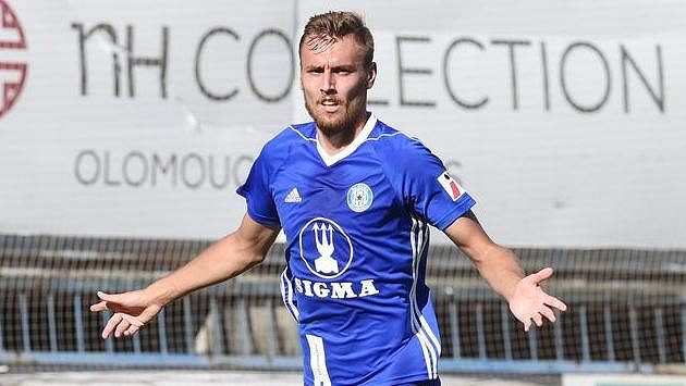 Tomáš Chorý z Olomouce se raduje z gólu. Tomáš Chorý z Olomouce se raduje z gólu.