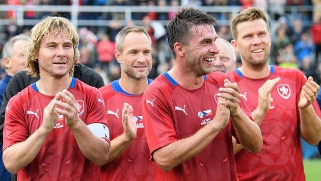 Zleva Pavel Nedvěd, Jan Polák, Zdeněk Grygera a Pavel Mareš během exhibičního utkání v rámci oslavy 100 let Sigmy Olomouc mezi týmy legend Sigmy a české reprezentace v září 2019. Zleva Pavel Nedvěd, Jan Polák, Zdeněk Grygera a Pavel Mareš během exhibičního utkání v rámci oslavy 100 let Sigmy Olomouc mezi týmy legend Sigmy a české reprezentace v září 2019.