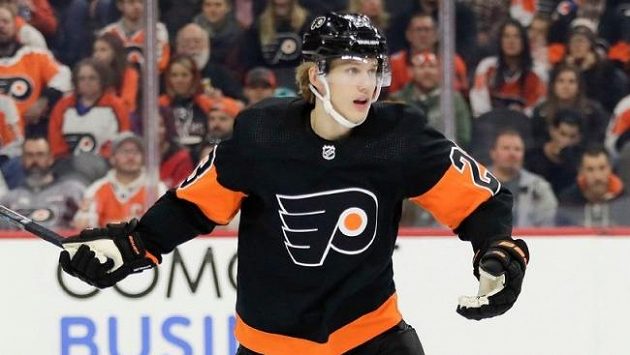 Švédský útočník Oskar Lindblom v dresu Philadelphie. Švédský útočník Oskar Lindblom v dresu Philadelphie.