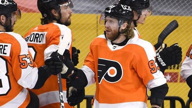 Jakub Voráček se raduje z branky do sítě Bostonu Jakub Voráček se raduje z branky do sítě Bostonu