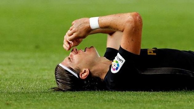 Filipe Luis z Atlétika Madrid při utkání s Barcelonou. Filipe Luis z Atlétika Madrid při utkání s Barcelonou.