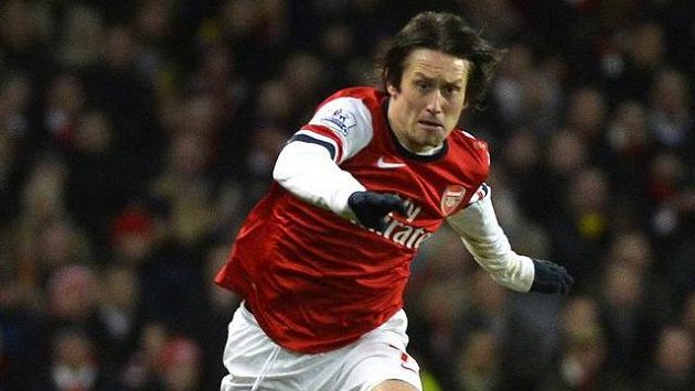 Tomáš Rosický z Arsenalu v utkání s Manchesterem United. Tomáš Rosický z Arsenalu v utkání s Manchesterem United.