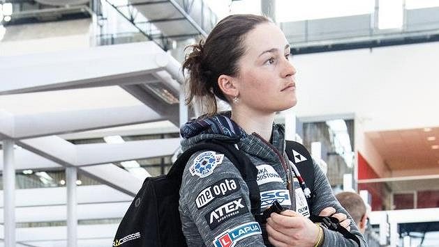 Veronika Vítková před odletem na MS do švédského Östersundu. Veronika Vítková před odletem na MS do švédského Östersundu.